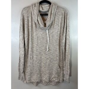 Athleta Pullover Cowl Neck‎ Lightweight Marbled Tan/white Sweatshirt Size L